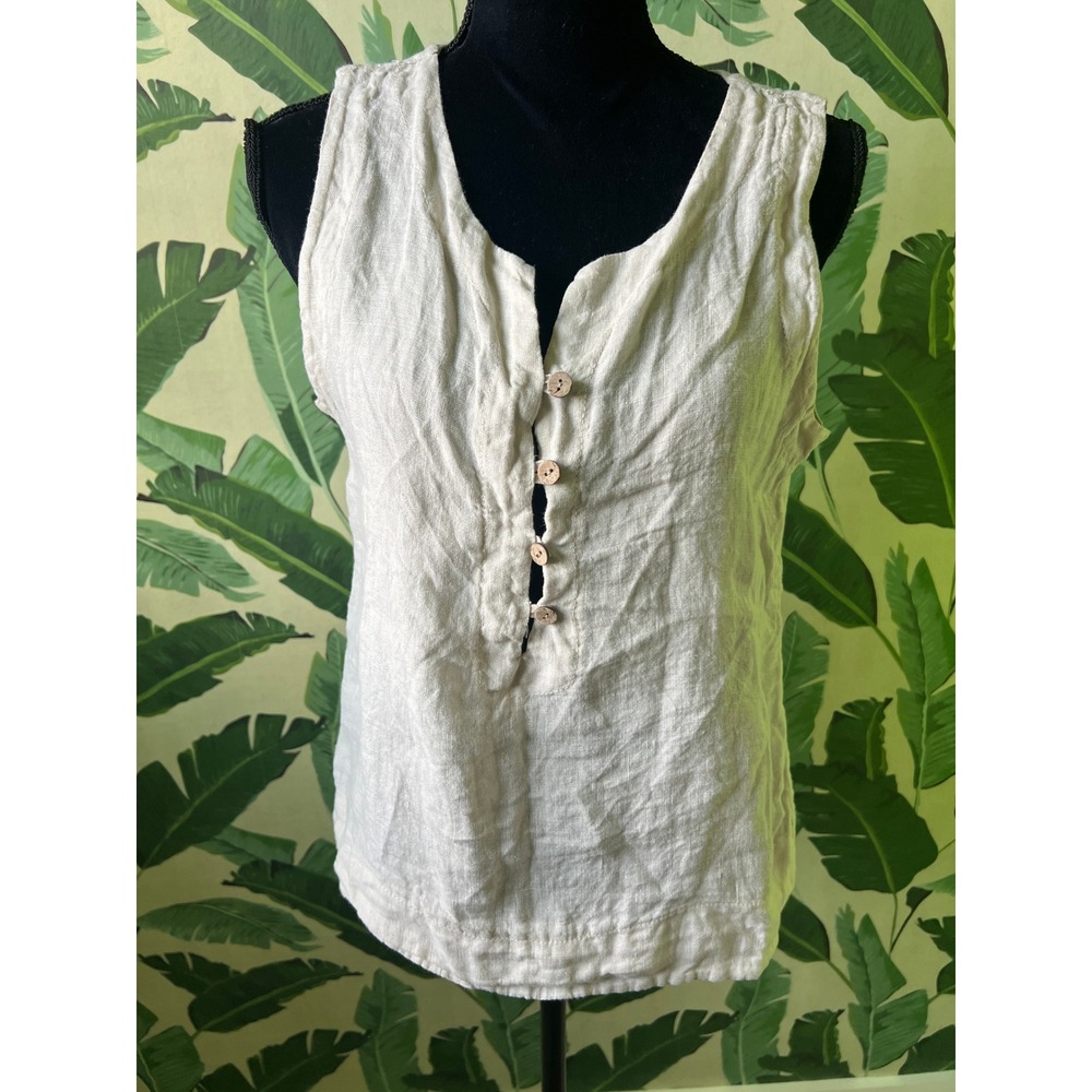 New Collection Linen Tank Top Women S/M Cream